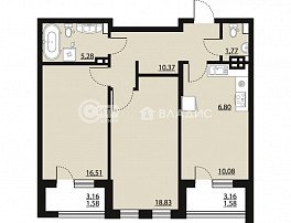 2-комнатная квартира, 72.88 м2