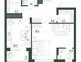 1-комнатная квартира, 52 м2