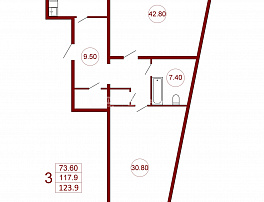 3-комнатная квартира, 123.9 м2