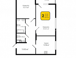 2-комнатная квартира, 66.04 м2