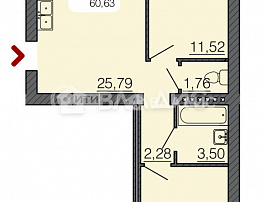 2-комнатная квартира, 59.52 м2