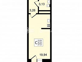 1-комнатная квартира, 27.12 м2