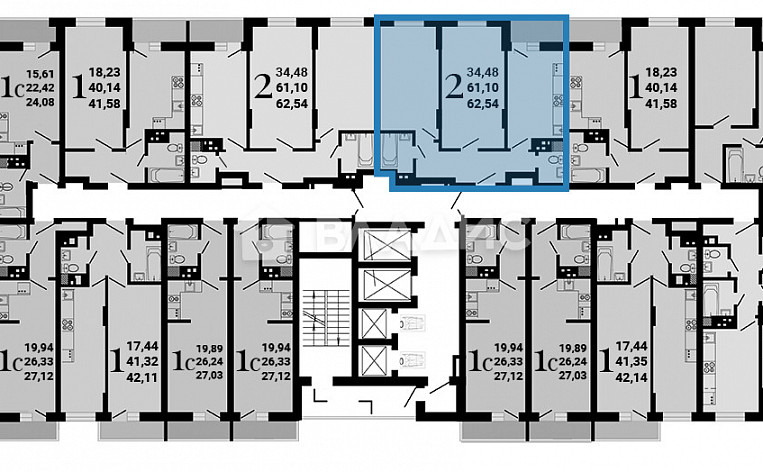 2-Комнатная квартира 63.00м², эт. 4, фото 9