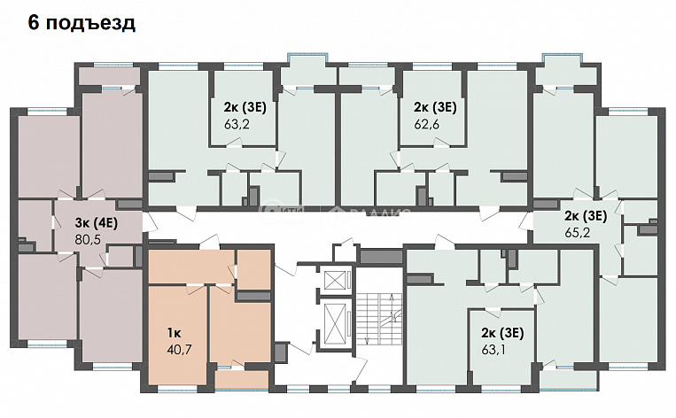 2-комнатная квартира, 61.6 м2, эт. 5, id: 820324, фото 19