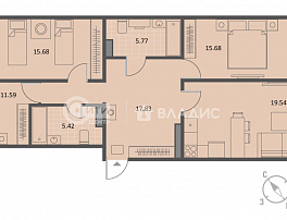 3-комнатная квартира, 95.45 м2