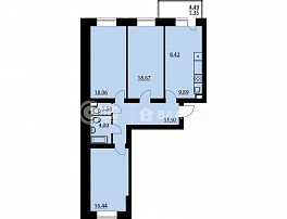 3-комнатная квартира, 90.01 м2