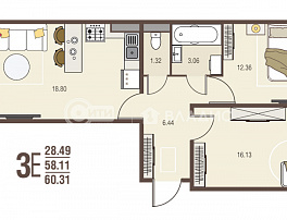 2-комнатная квартира, 60.31 м2