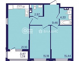 2-комнатная квартира, 63.84 м2