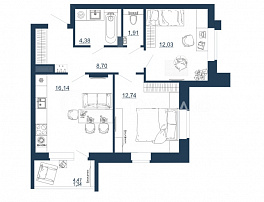 2-комнатная квартира, 57.24 м2