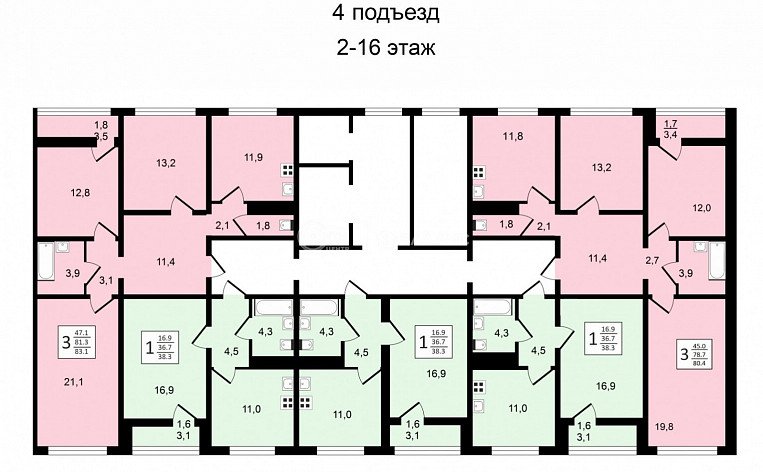 3-комнатная квартира, 83.2 м2, эт. 15, id: 1056776, фото 29