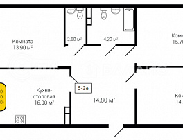 3-комнатная квартира, 83.2 м2