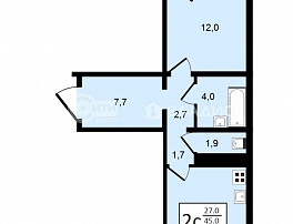 2-комнатная квартира, 46.6 м2