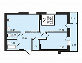 2-комнатная квартира, 65.75 м2