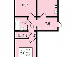 3-комнатная квартира, 65.9 м2