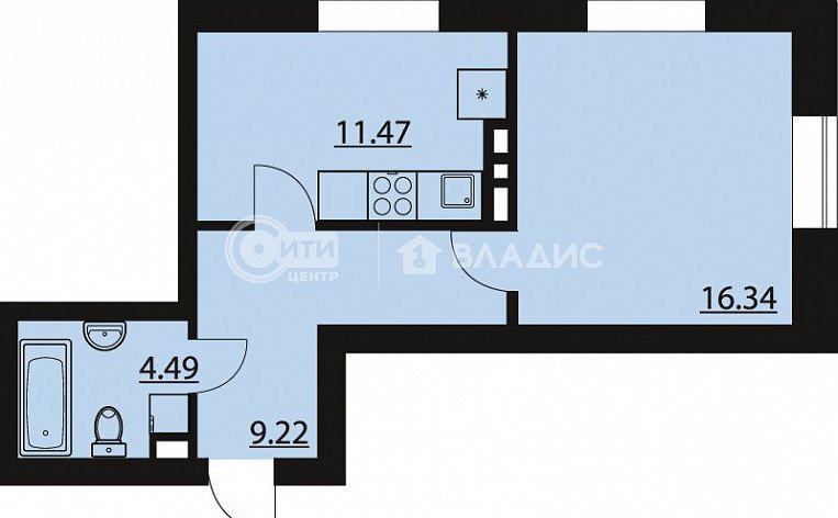 1-комнатная квартира, 41.52 м2, эт. 6, id: 708693, фото 27