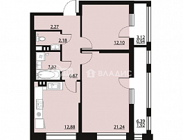 2-комнатная квартира, 64.02 м2