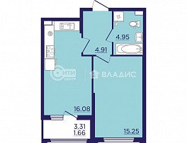 1-комнатная квартира, 41.01 м2