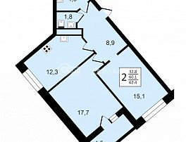 2-комнатная квартира, 62.4 м2
