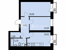 2-комнатная квартира, 63.27 м2