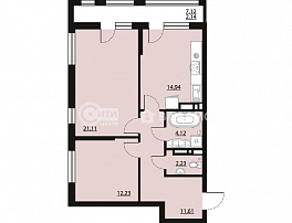 2-комнатная квартира, 68.38 м2