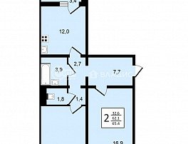 2-комнатная квартира, 65.4 м2