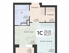 1-комнатная квартира, 30.57 м2