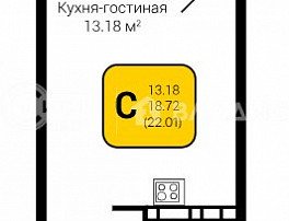 1-комнатная квартира, 22.01 м2