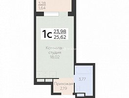 1-комнатная квартира, 25.62 м2