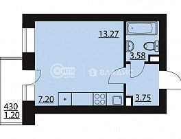 1-комнатная квартира, 29 м2