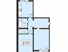 2-комнатная квартира, 68.2 м2