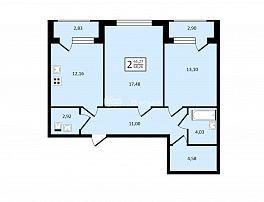 2-комнатная квартира, 68.26 м2