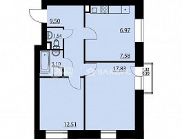 2-комнатная квартира, 59.44 м2