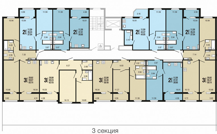 2-Комнатная квартира 62.66м², эт. 3, фото 18