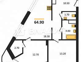 2-Комнатная квартира 64.90м²