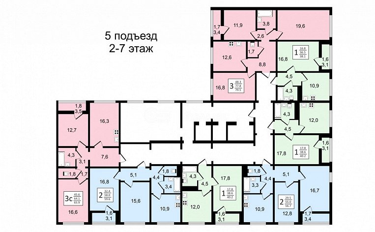 2-комнатная квартира, 68.2 м2, эт. 16, id: 969780, фото 18