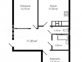 2-комнатная квартира, 59.2 м2