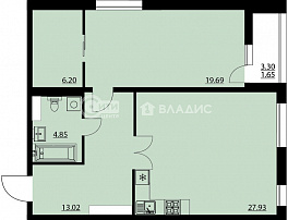 1-комнатная квартира, 72.17 м2