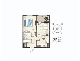1-комнатная квартира, 37.04 м2