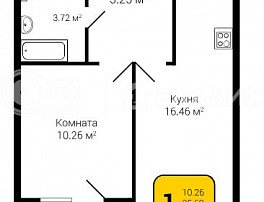 1-комнатная квартира, 37.1 м2