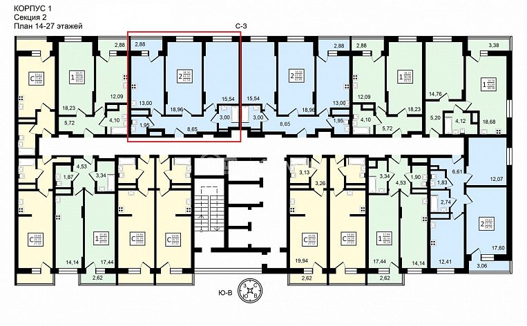 2-комнатная квартира, 62.54 м2, эт. 14, id: 758483, фото 17