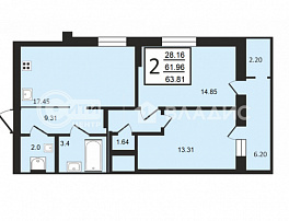 2-комнатная квартира, 63.65 м2