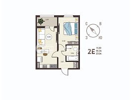 1-комнатная квартира, 37.04 м2