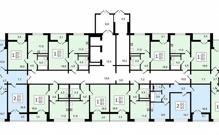 1-Комнатная квартира 46.90м², эт. 14, фото 16