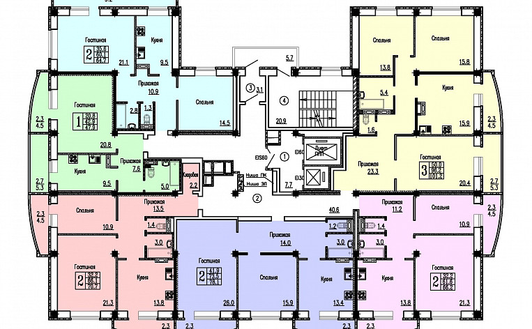 2-Комнатная квартира 66.20м², эт. 4, фото 2
