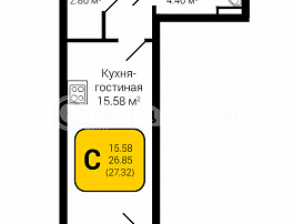 1-комнатная квартира, 27.32 м2