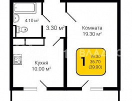 1-комнатная квартира, 39.9 м2
