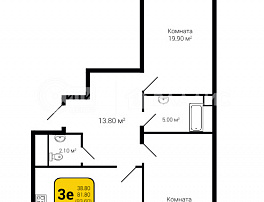 3-комнатная квартира, 83.6 м2