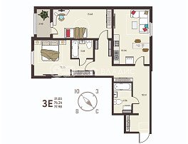 2-комнатная квартира, 77.98 м2