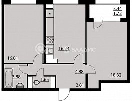 2-комнатная квартира, 65.05 м2
