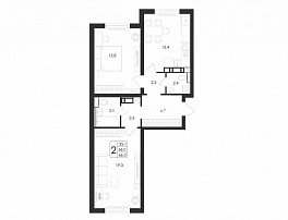 2-комнатная квартира, 66 м2